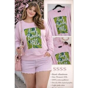 RETIRED EllandEmm Long Sleeve Sweatshirt Pullover Crewneck Blush Pink Troop XXL